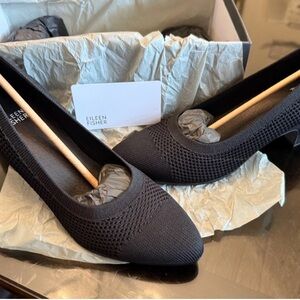 Eileen Fisher Black Textured Heels